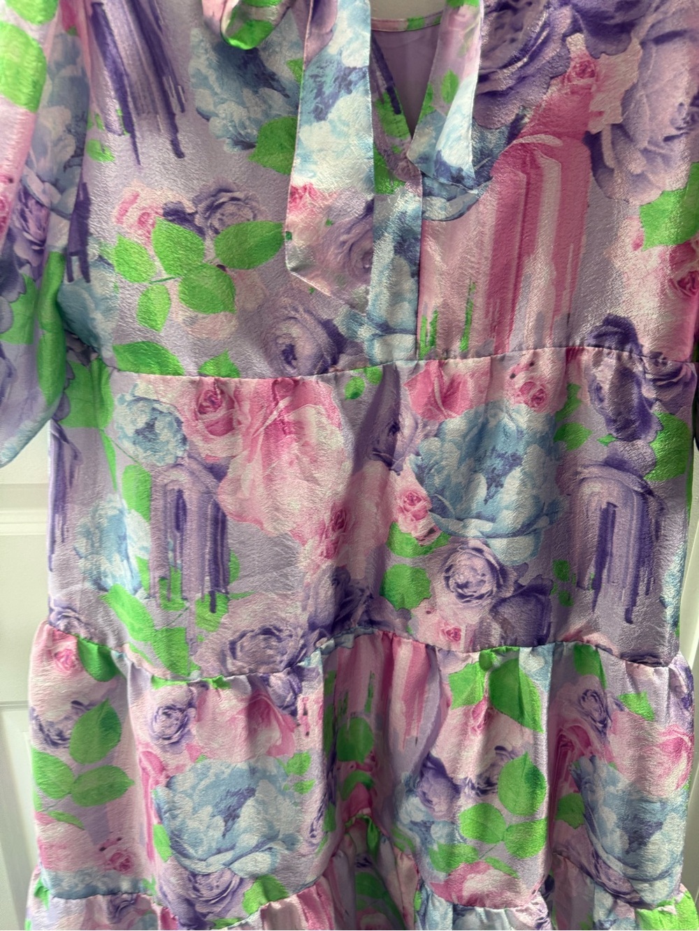 Urban Outfitters CRAS Pastel Floral cottagecore puff Sleeve Midi Dress XL - Picture 9 of 10